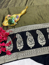 Beautiful maggam work gown and tissue dupatta