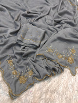 Rangoli crush pure handwork saree