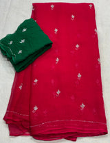 Chiffon contrast diamond saree