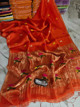 Pure linen jambdani tissue silk saree