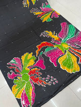 Ajrak gajji silk mirror work saree