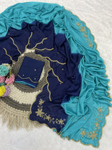 Rangoli crushed dual shade hand work saree