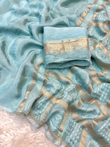 Pure rasmalai and semi mysore silk mix bandhej saree
