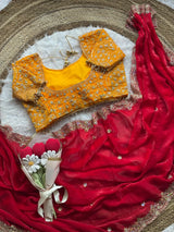 Space silk fully stitched designer blouse with saree