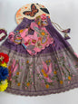 Crepe position print embroidery lehanga choli for kids