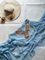 Exclusive Space silk bird patch saree