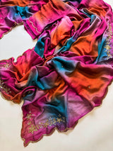 Soft pure rangoli crush abstract handwork saree