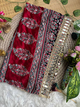 Ajrak mirror satin modal saree