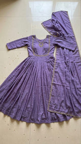Vichitra silk full stitched anarkali set