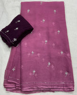 Chiffon contrast diamond saree