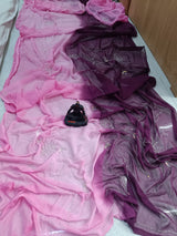 Chiffon pure jaal handwork saree