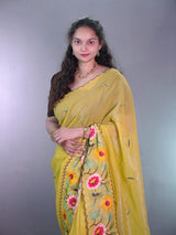 Crunchy fabric cutowork embroidery saree