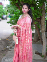 Space silk beads work saree with free desiner purse