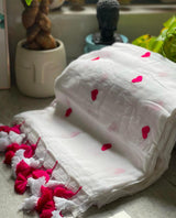 Mul cotton heart embroidery saree