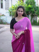 Chiffon leaf pattern dual shade saree
