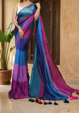 Pure mul cotton rainbow 120 count saree