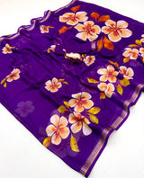Soft marshmallow georgette floral saree