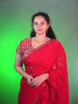 Bollywood style Rani ruffled saree