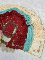 Rangoli crushed dual shade hand work saree