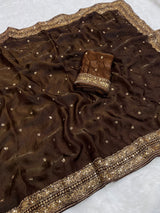 Space silk sequence party wear saree