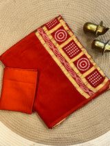 Replica Viscose satin silk saree with bandhej pallu