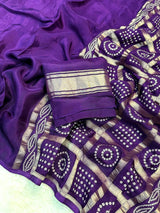 Premium Mysore silk saree with bandhej pallu and blouse