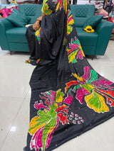 Ajrak gajji silk mirror work saree