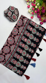 Ajrak mirror trending saree