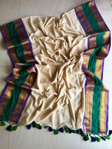 Mul cotton 120 courier zari boarder saree