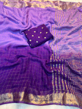2 shaded viscose georgette checks saree