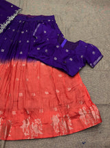 Full stitched purple and rust orange Lehanga