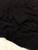 Pure georgette beads work saree