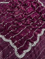 Space silk single shade original beads saree