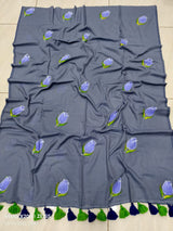 Mul cotton Tulip hand painted saree