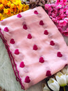 Heart shape embroidery georgette saree