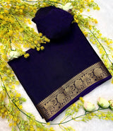 Zari Weaving Marshmellow Georgette Silk Saree