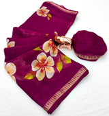 Soft marshmallow georgette floral saree