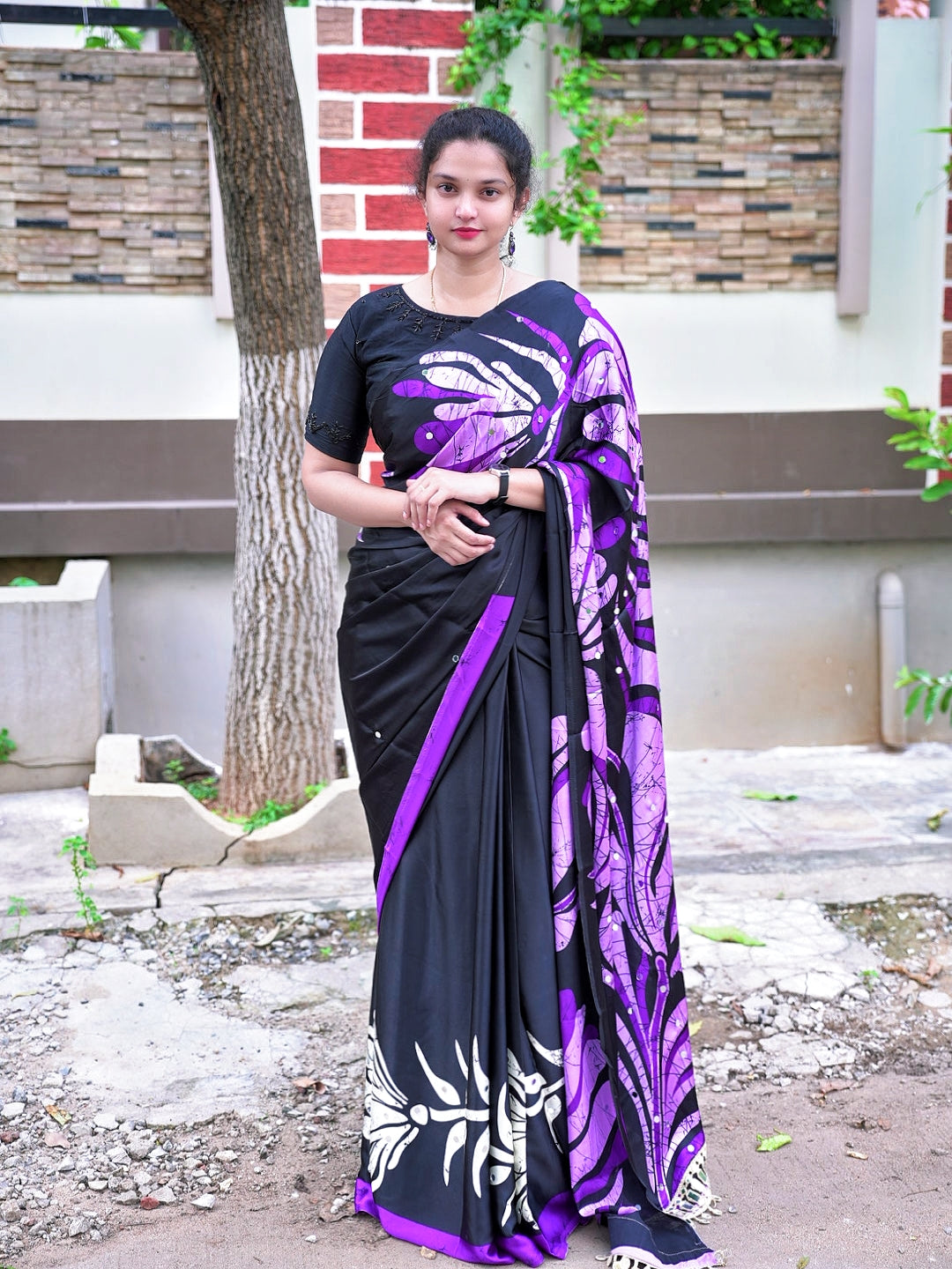 Gajji silk mirror boarder saree