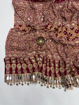 Ajrak Satin design mirror saree