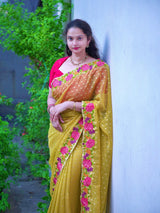 Fancy moss silk georgette soft saree
