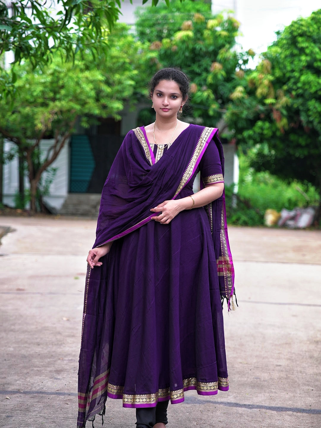 Narayanpeta Handloom Rudraksha boarder Dress material
