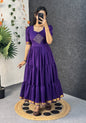 Vichitra silk kolam design 3 tiered maxi with zari boarder