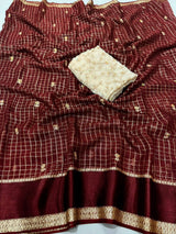 Surabhi- Viscose Georgette weaving checks saree