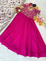 Trending partywear heavy maggam work anarkali set