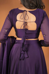 Madhuri Purple fully stitched lehanga