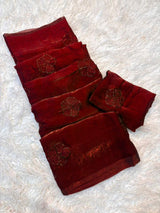 Dark mocha flower space silk saree