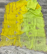 Chiffon multi shaded hand work sarees