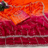 Space silk dual shade original beads work saree