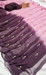 Multi shade chiffon buttis saree