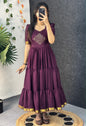 Vichitra silk kolam design 3 tiered maxi with zari boarder